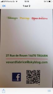 carte de visite tatoueur Troarn,sponsor TFA Dozulé Training Fight Academy